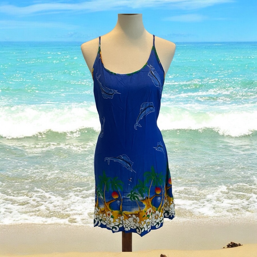 Blue Beach Midi Dress or Beach Coverup‎